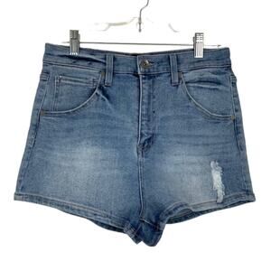 Kendall & Kylie High Rise Stretch Medium Blue Drifter Jean Shorts Size 7/28